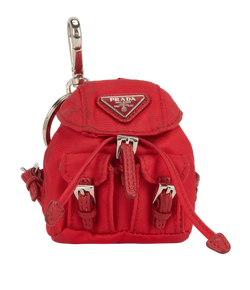 Prada Mini Backpack Charm, Nylon, Red, 2*